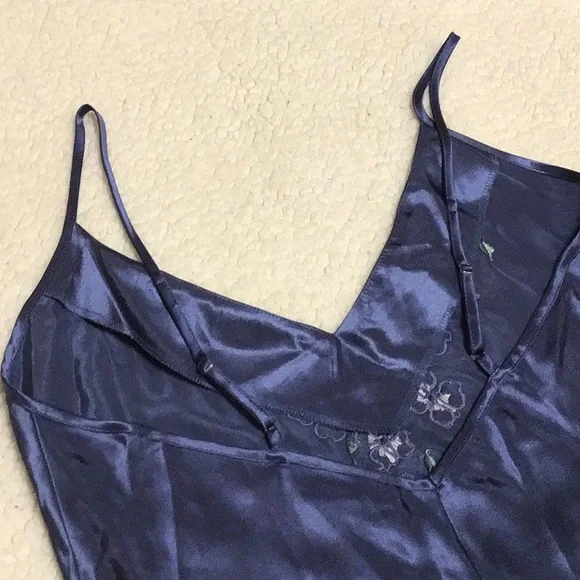 HALSTON BLUE EMBROIDERED MAXI SLIP DRESS M - Picture 11 of 11